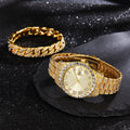 Gold glossy + gold cuban bracelet