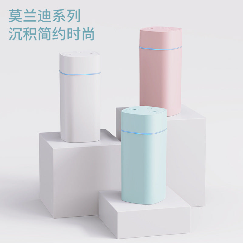 Dual nozzle humidifier - compact, portable, desktop mini humidifier for home, bedroom, mist, moisturizing, air purifying humidifier