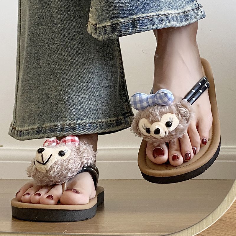 Cartoon cute flip-flops women's summer outdoor wear soft sole fashion 2024 new versatile popular instagram sandals