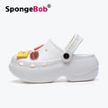 Spongebob squarepants fashion height increasing crocs women's summer casualnon-slipeasiest for match beach shoes women's sandals