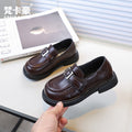 Vancahao kids' british style black leather loafers -  spring/autumn new collection - girls' fashion slip-ons