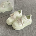 Women's shoes 2026 new spring thick solewhite shoes women's velcro student easiest for match bread shoes heightened casual sneakers