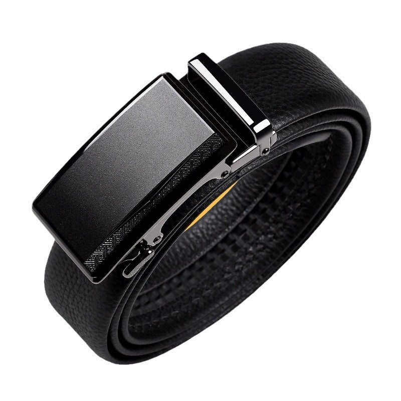 New leather men's belt gift box automatic buckle belt first layer cowhide belt boys business belt wholesale