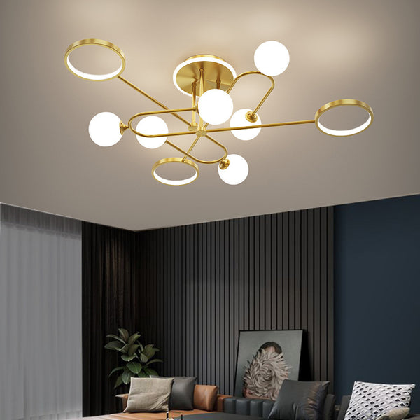 Nordic light luxury living room creative magic bean ceiling lamp Internet celebrity master bedroom modern simple ring ball restaurant chandelier