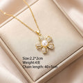 8442 pearl five-petal flower gold necklace