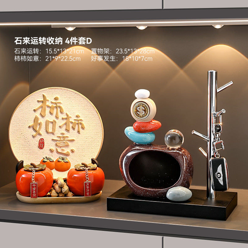 Good luck and turn the key storage ornaments for the entrance hall, high-end creative living room home decoration, housewarming gift