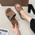 Non-slip spring and summer new arrival british style flip-flops women's thick sole british buckle roman sandals women's slippers new arrival