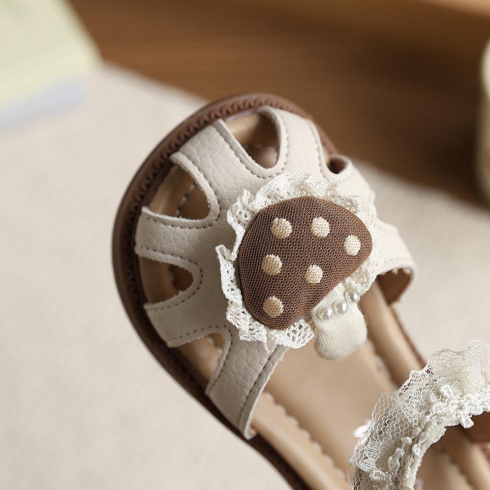 Vancahao kids' closed-toe sandals,  summer new korean style lace-trimmed girls' princess sandals, beach shoes