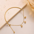 European and american ins simple half-stitched jewelry buckle round wire steel ball tassel bracelet bracelet titanium steel plated 18k gold hand jewelry