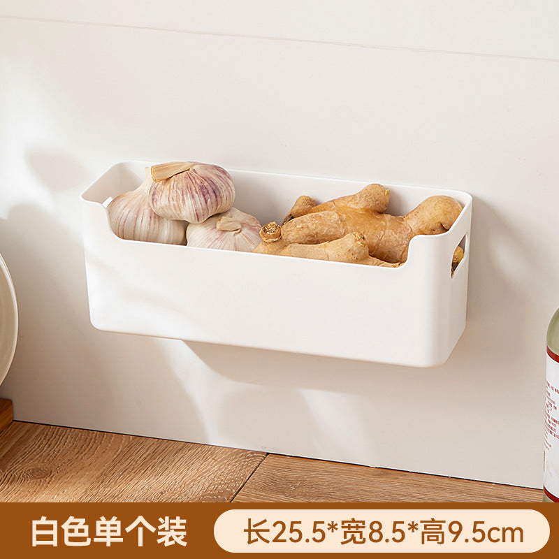 Kitchen Onion, Ginger, Garlic Storage Box Plastic Transparent Non-punching Wall-mounted Storage Box Multifunctional Sundries Sink Shelf