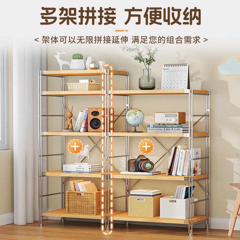 Wood style storage rack for homefloor-standing multi-layer storage rack sweeping robot washing machine under the air high stand