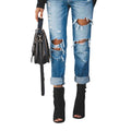summer new arrival:  cross-border fashion, european and american style, washed  distressed straight-leg streetwear jeans for women