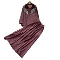 Gentle and lazy style heavy industry embroidered beads sequin lapel shirt skirt two-piece set for women autumslimming lookelegant