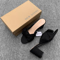 plus size slippers women's denim slippers women's square toe thick heel  summernew arrivalfashion one-line slippers cool