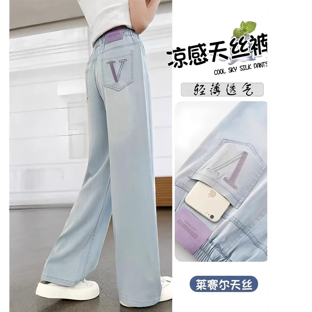 Girls' tencel denim pants - new summer  collection - lightweight anti-mosquito pants for middle school and older girls