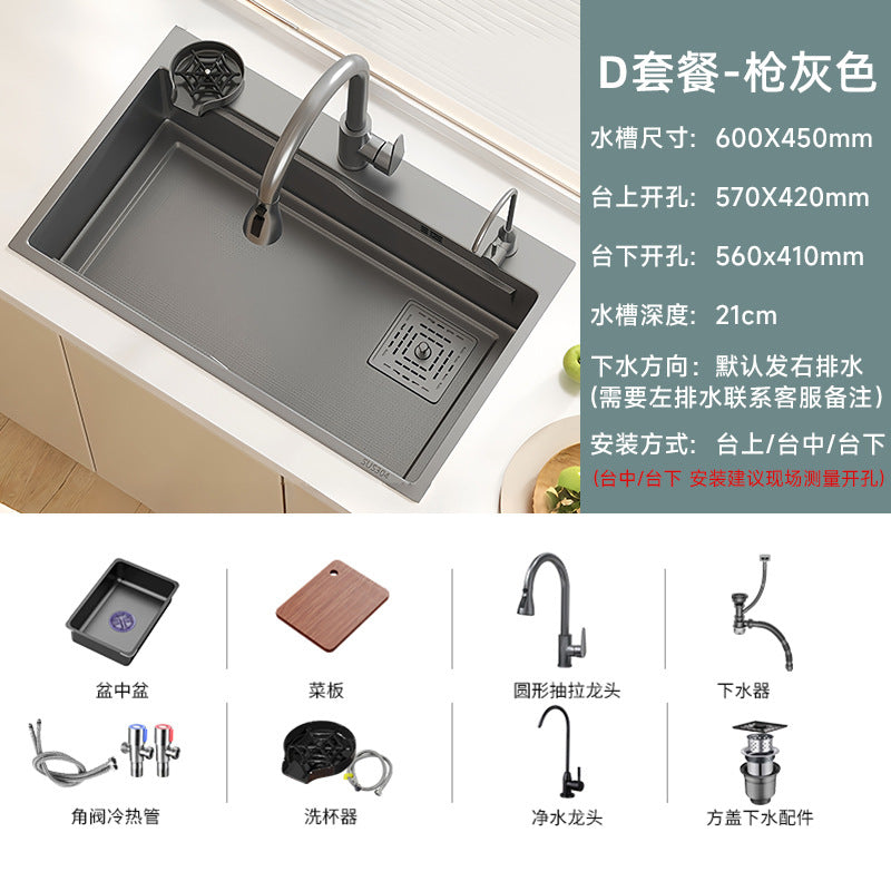 Kitchen sink large single slot honeycomb thickenedsus304 stainless steel for home vegetable basin dishwashing sink countertop middle and lower basin
