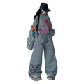 Girls'  new autumn outfit: designer set for mid-to-large children - wide-leg pants, stylish and loose-fitting two-piece set for girls
