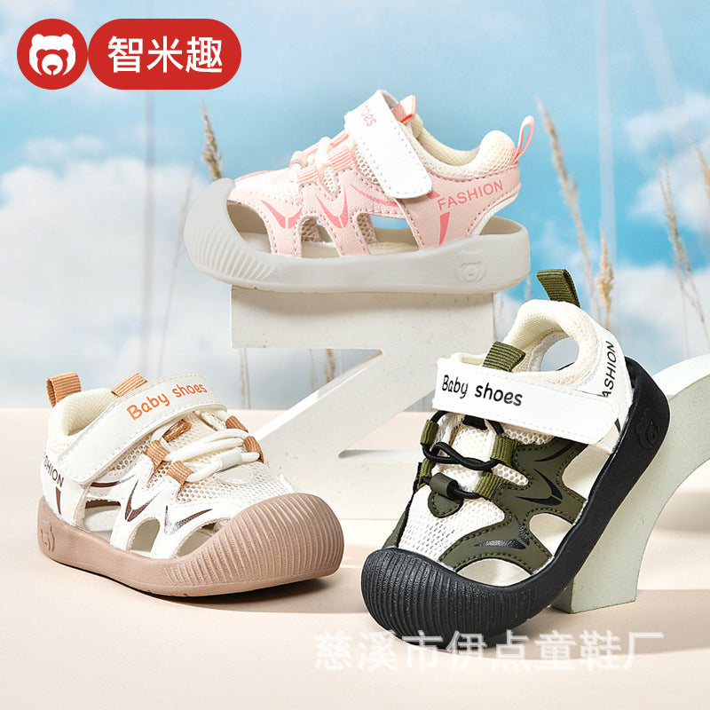 Baby sandals for boys, summer first walker shoes, 0-1-2 years old infant anti-slip soft sole mesh shoes for babies and toddlers, baby girl shoes