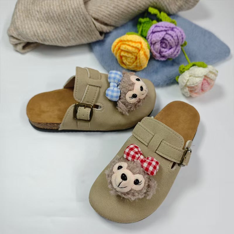 2025 fall/winter new collection: women's closed-toe mules - winter retro cute cartoon thick-soled birkenstock-style wholesale