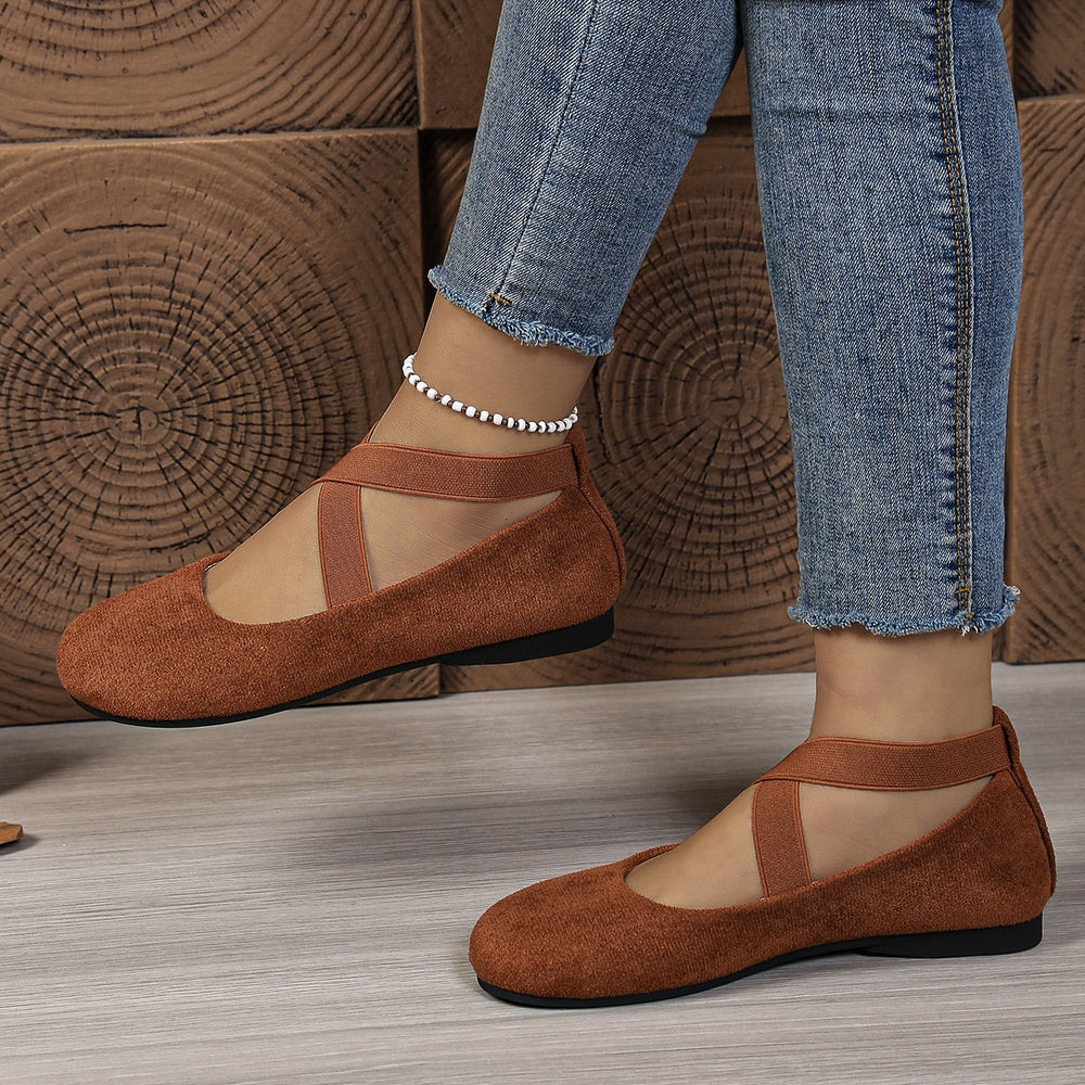 plus size suede cross elastic band round toe lazy flatssummernew arrivalflats beanie shoes in stock wholesale