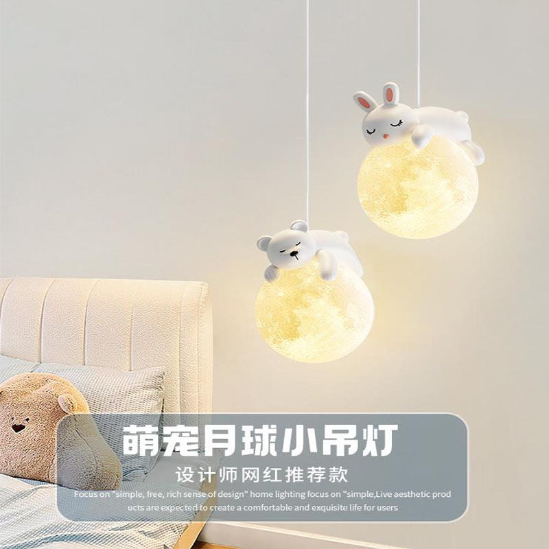 Modern minimalist panda cream style pendant light - three-light luxury dining table, dining room, bedroom cute ambiance pumpkin small pendant lamp