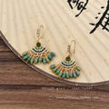 Bohemian green tassel crystal ear cuff earrings - fresh, unique design, perfect for vacation