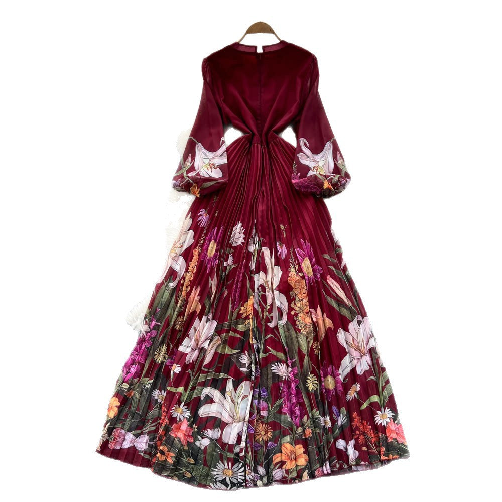 French chic, effortless style: premium printed dress for women - autumn collection. figure-flattering, slimming, and elegant with pleated detailing