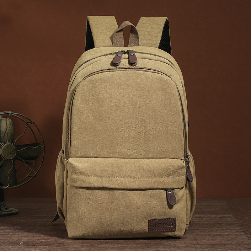 Cross-border casual canvas backpack male large-capacity college student schoolbag waterproof computer backpack outdoor travel backpack