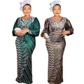 African cross-border supply  new arrival hot diamond v neck silm fishtail long skirt dress evening hot diamond rhinestone performance