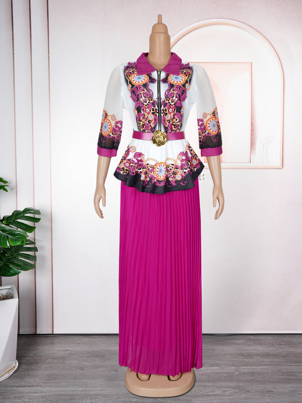 foreign trade fashion  new arrival african  lapel topssuit women's plus size printed dress