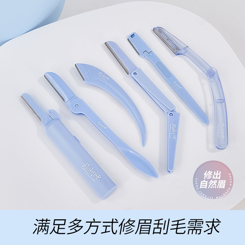 Colorful fenling eyebrow trimming suit processing oem eyebrow trimming knife oem silk screen logo oblique eyebrow scissors support proofing
