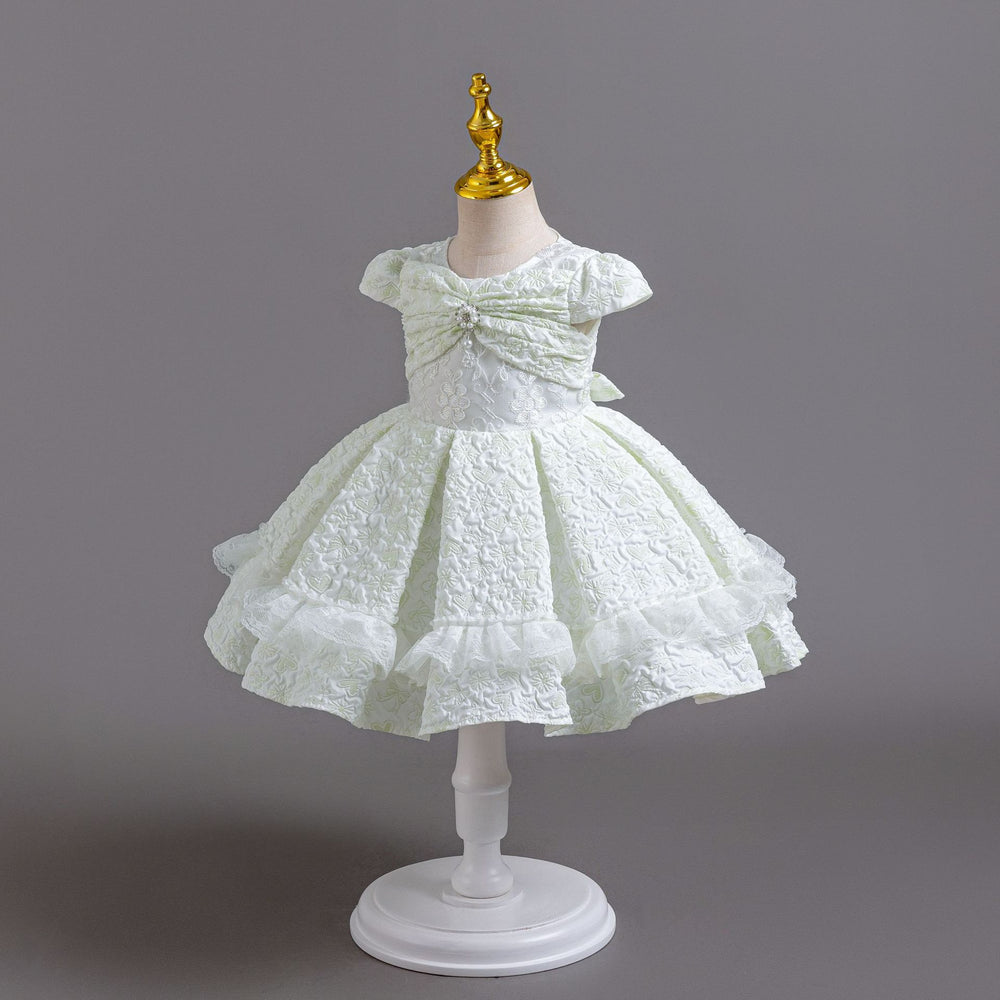 European and american new style airplane sleeve children's formal dress lace princess dress baby girl first birthday dress flower girl