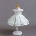European and american new style airplane sleeve children's formal dress lace princess dress baby girl first birthday dress flower girl