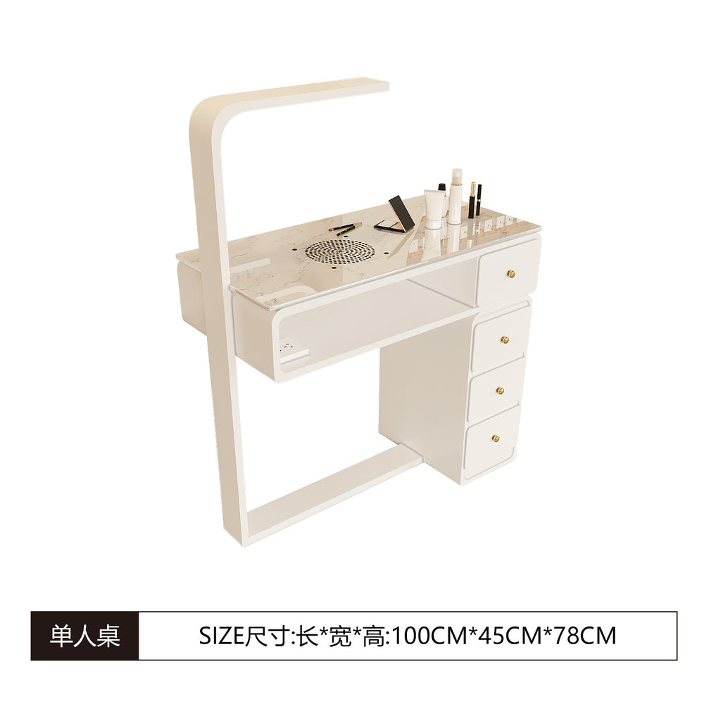 Manufacturer's new arrival porcelain-free manicure table with marble tabletop, dust-proof with vacuum cleaner socket, manicure table and chair set