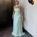 European and american cross-border women's fashion:  summer new arrivals - sweet and fresh bandeau high-waisted slimming pleated maxi dress