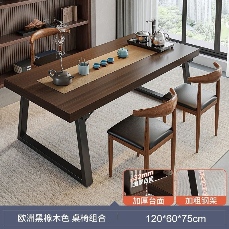 Solid wood color tea table and chair combination, one table and five chairs, tea table, new chinoiserie negotiation office large board tea table, coffee table