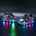 Spider-man light-up boys' shoes  autumn/winter leather waterproof kids' sneakers, elementary and middle school students' running shoes