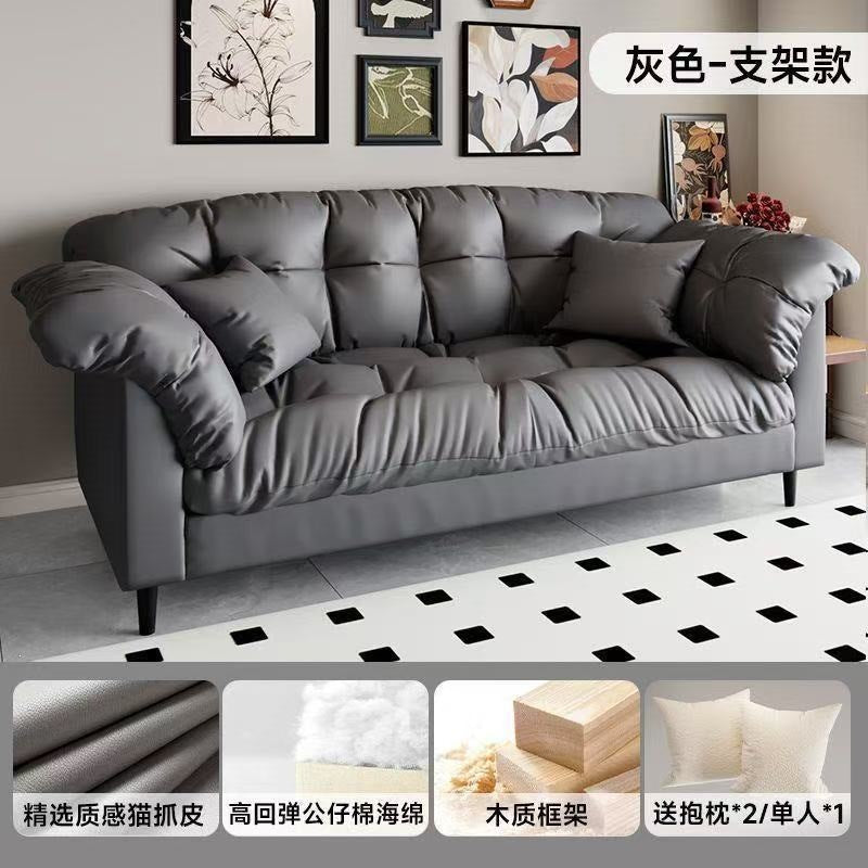 New fabric sofa for home, small apartment living room, double seater, rental property, modern minimalist straight-row lazy sofa