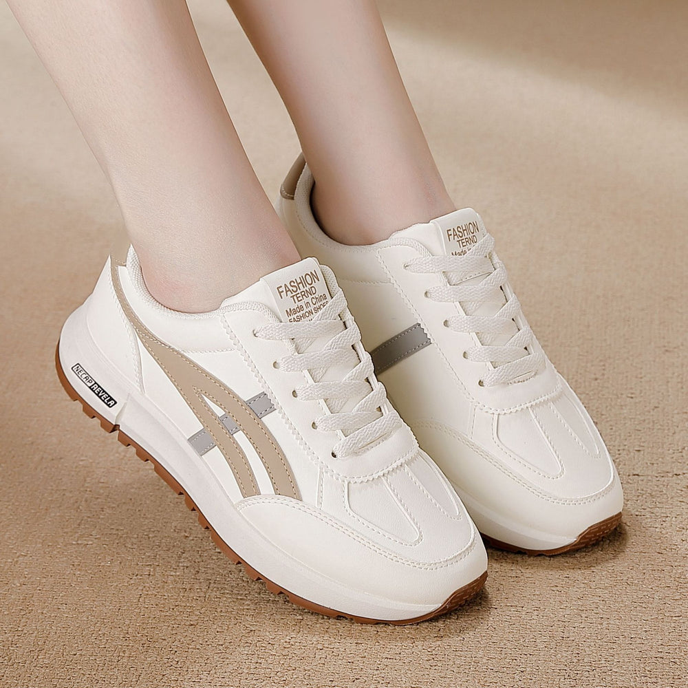 plus size women's shoes spring & fallnew arrival leather sneakers women's korean version thick solecasual soft bottom running dad shoes