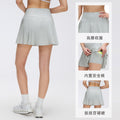 Luxtre new water-cooled cooling stretch fashion pleated skirt with double-layer anti-exposure three-quarter length sports skort dk383