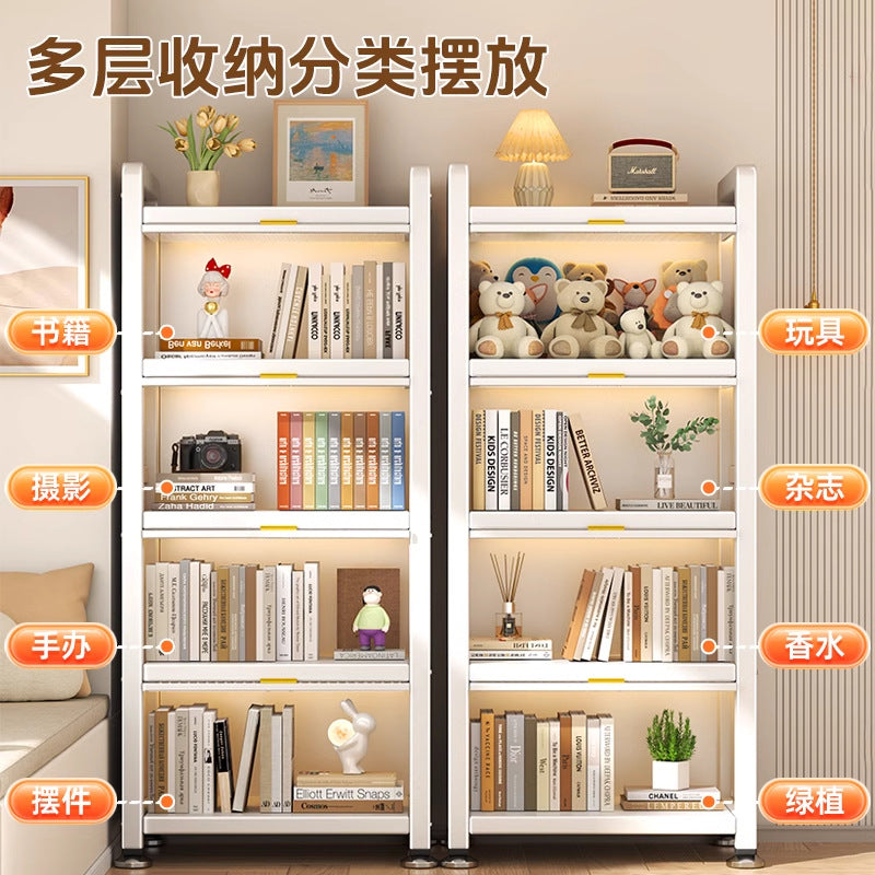 Steel dust-proof bookcase crevice bookshelf living room vertical cabinet with door locker bedroom narrow cabinet floor storage cabinet
