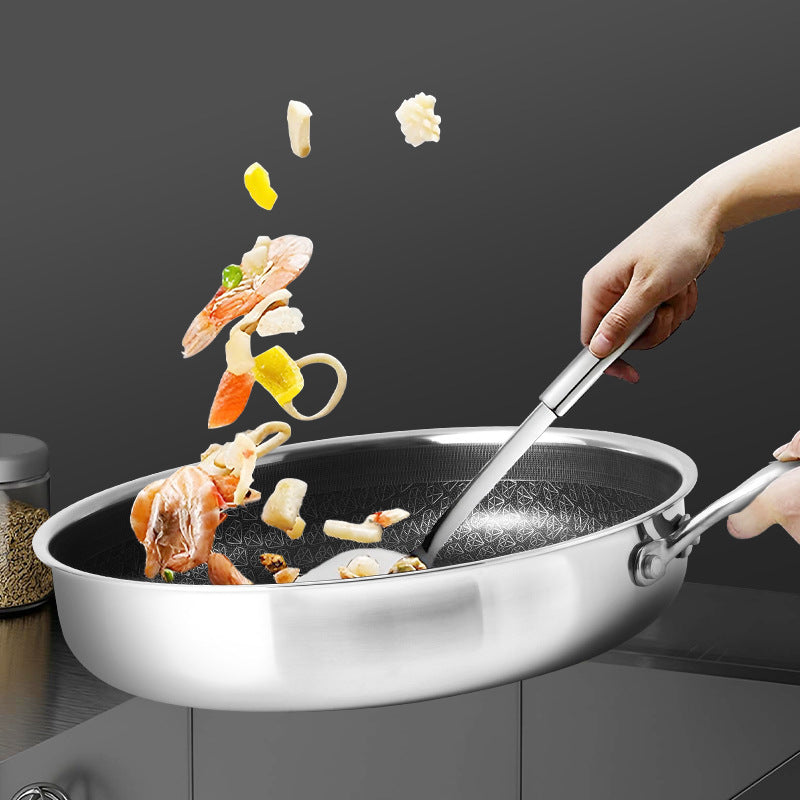 Complete non-stick cookware set: honeycomb non-stick frying pan, universal 316 stainless steel uncoated pot set for home use