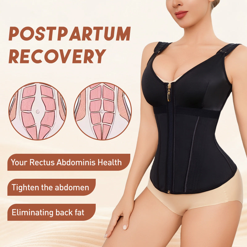 popular mesh vest shapewear zipper double-layer tummy control corset breathable tight shapewear tops wholesale