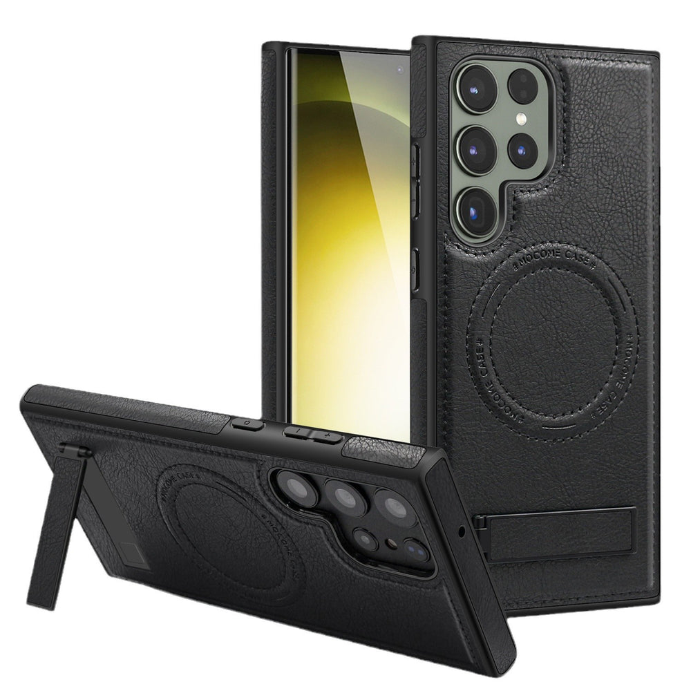 Crystal shield leather case for samsung s25 edge premium leather magnetic phone case s24ultra invisible stand