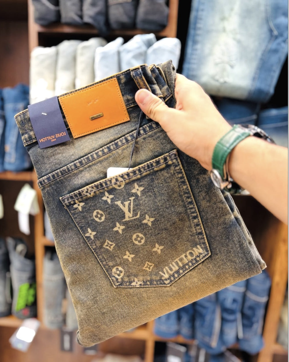 Menjeanscargo jeansnew arrivalstraight-legjeansaccessible luxury high-end pants wholesalemen jesns