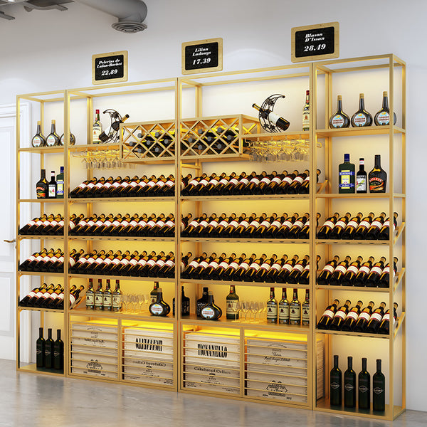 Nordic winery red wine cabinet display cabinet restaurant light luxury wrought iron wine rack wine cabinet Baijiu luminous floor shelf commercial