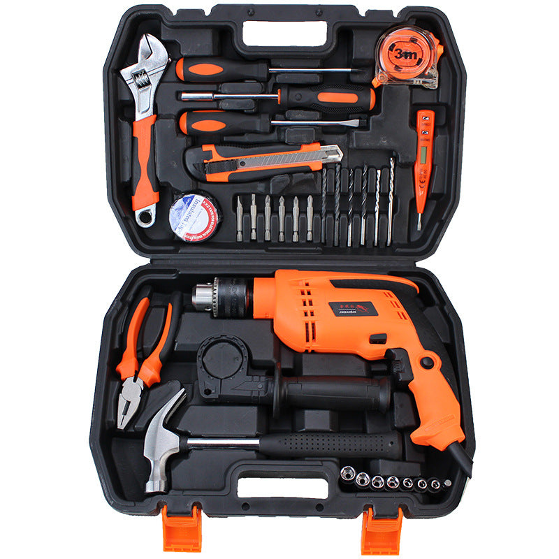 Impact drill toolbox set Household hand electric drill 13mm electric drill Household combination Hardware set Electrical auto repair