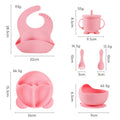 Silicone kids' meal set: baby food training suction bowl, food-grade fork and spoon, feeding utensils for babies