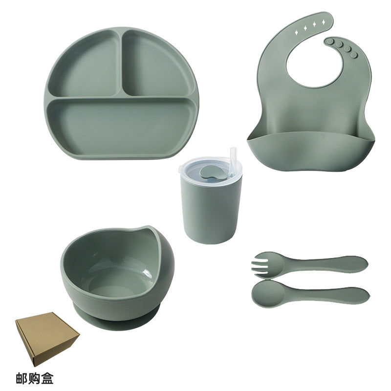 hot-selling baby dinner plate set, baby food supplement silicone dinner plate and bowl, food-grade children's feeding tableware wholesale