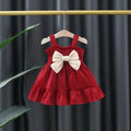 Baby girl red suspender dress summer children's summer one shoulder off shoulder dress girl summer princess dress